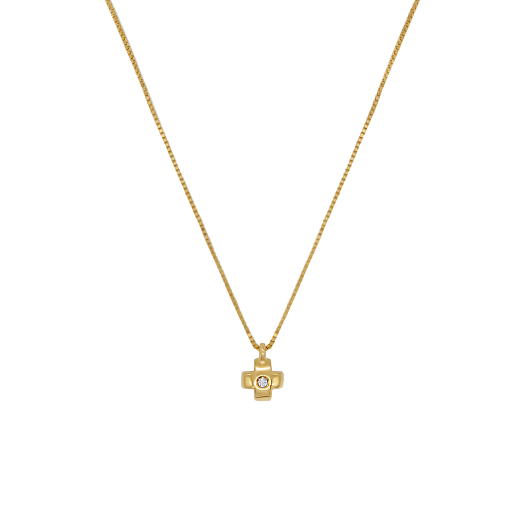 CROSS NECKLACE - DIAMOND AND GOLD