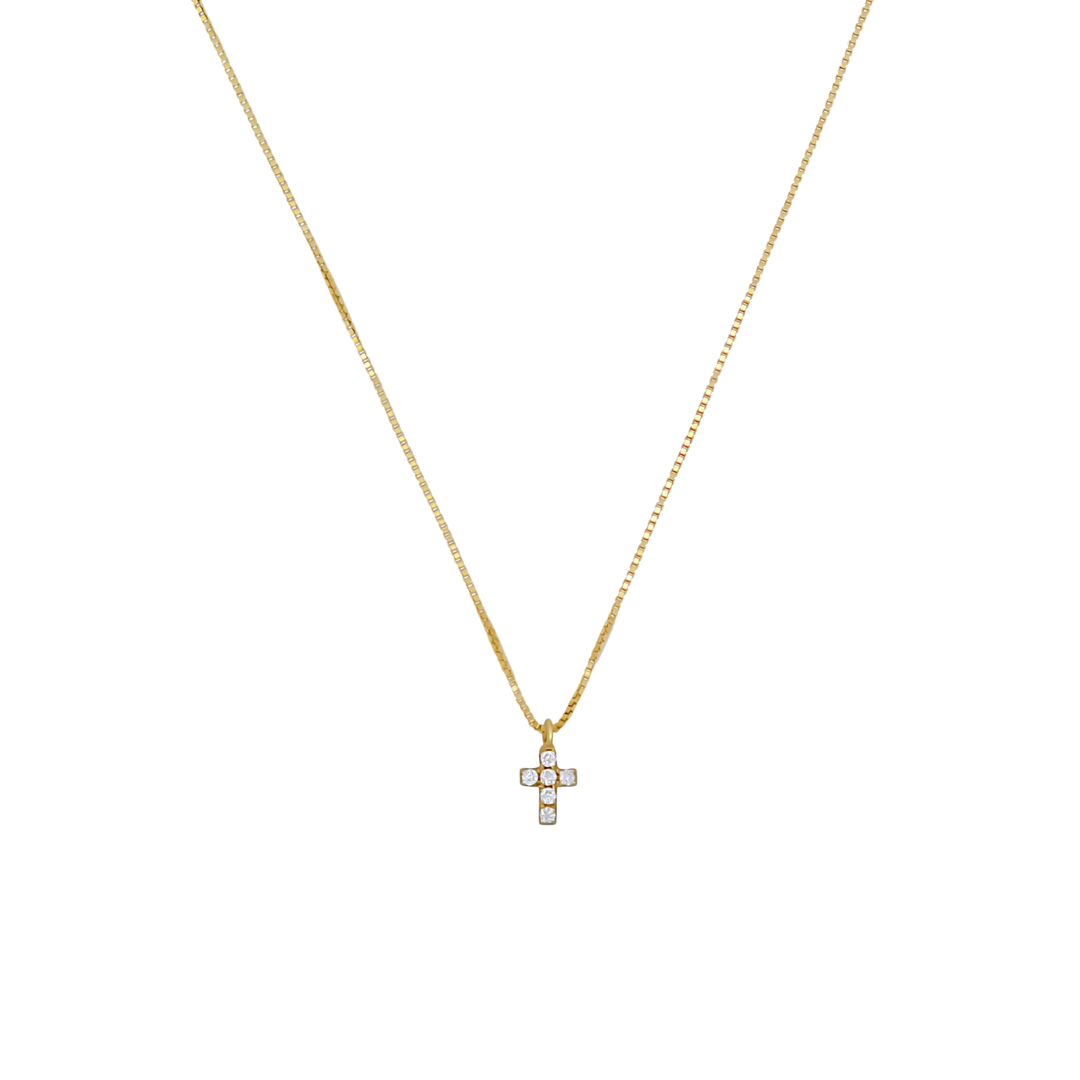 CROSS DIAMOND NECKLACE - GOLD