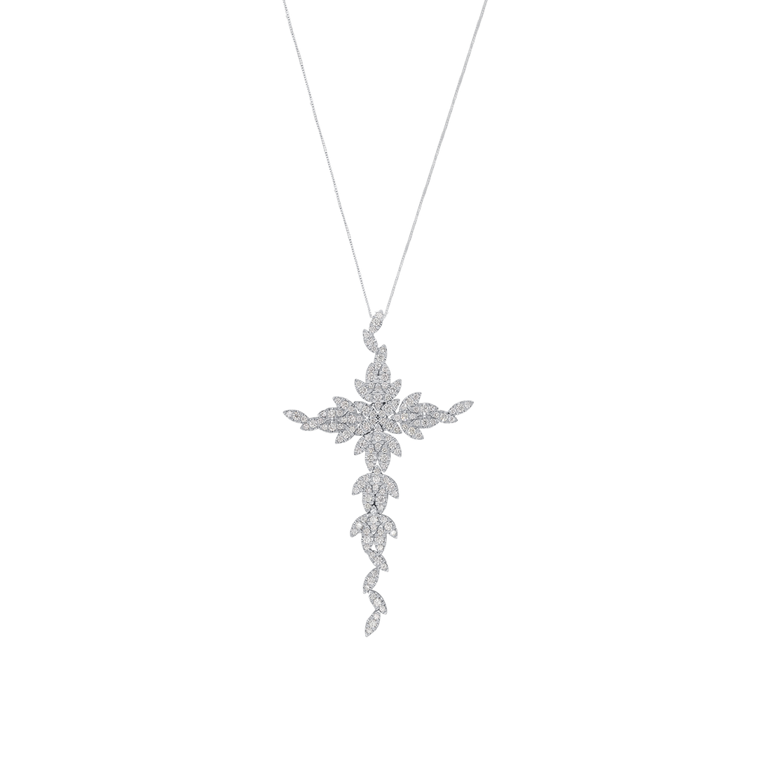 CROSS DIAMOND NECKLACE - WHITE GOLD