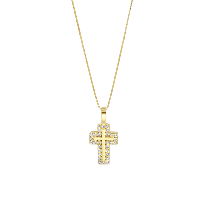 CROSS NECKLACE - DIAMONDS AND GOLD