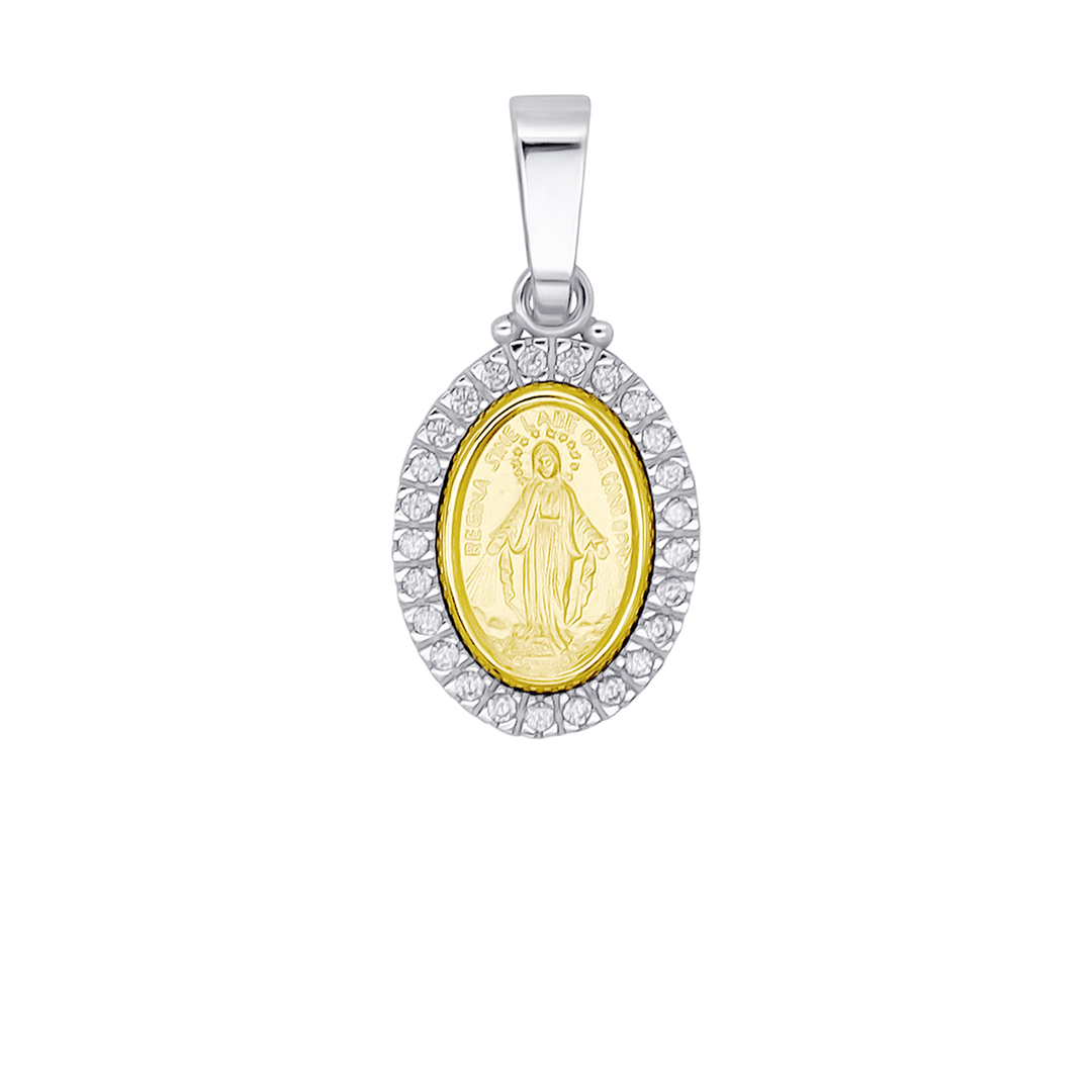 MIRACULOUS MEDAL - ZIRCONIA MEDAL - BICOLOR GOLD