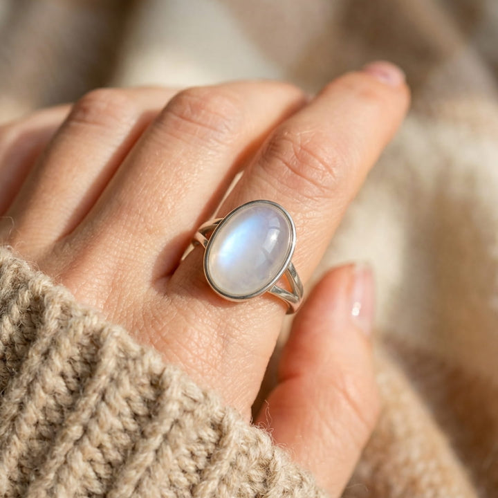 Adjustable Ring "Astral Sweetness" in Moonstone