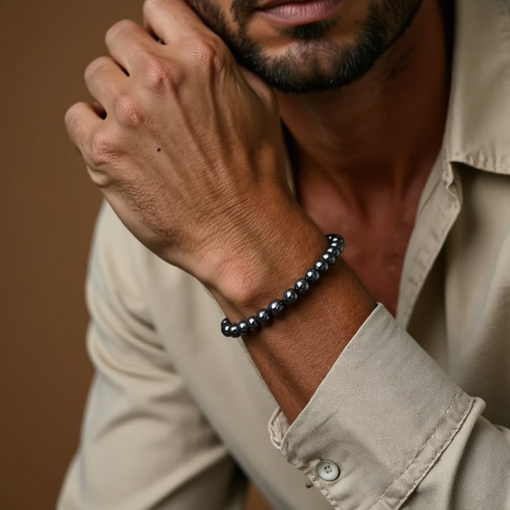 "Anchoring Symbol" Bracelet in Hematite