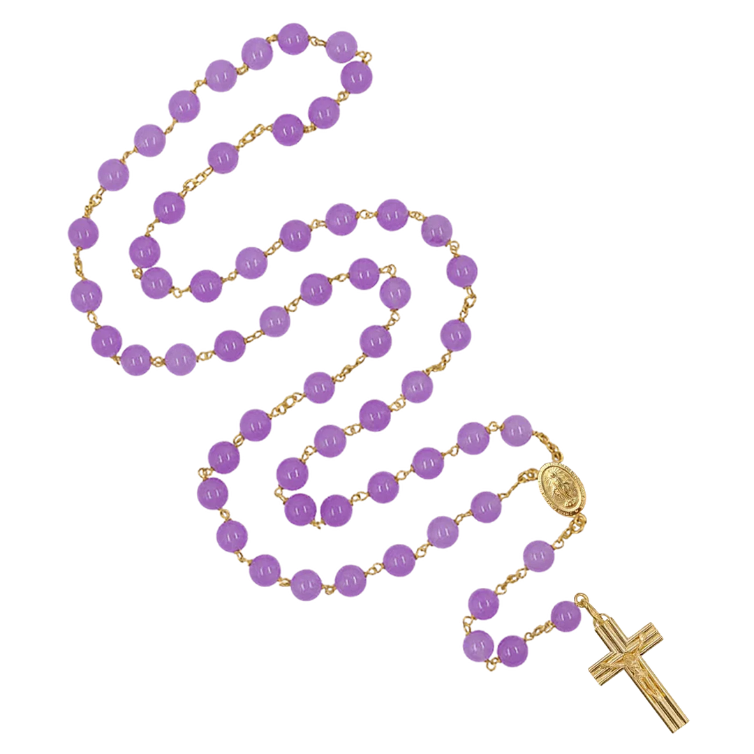 AMETHYST BEAD ROSARY - VERMEIL SILVER