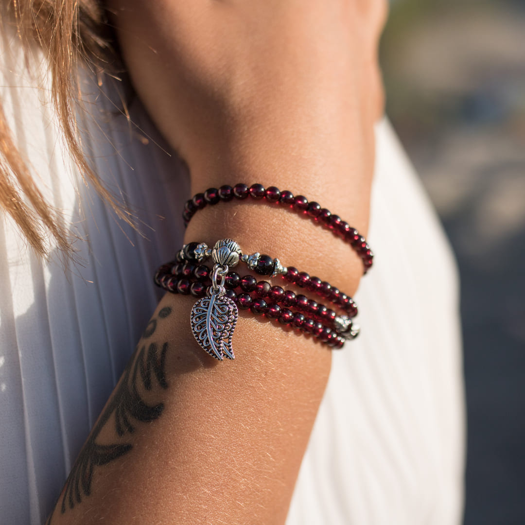 "Abundance" Multi-Wrap Bracelet in Garnet