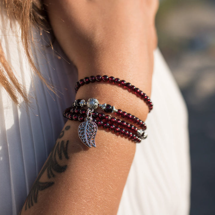 "Abundance" Multi-Wrap Bracelet in Garnet