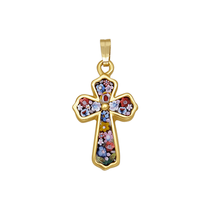 CROSS PENDANT - MICROMOSAIC JEWELRY - GOLD METAL