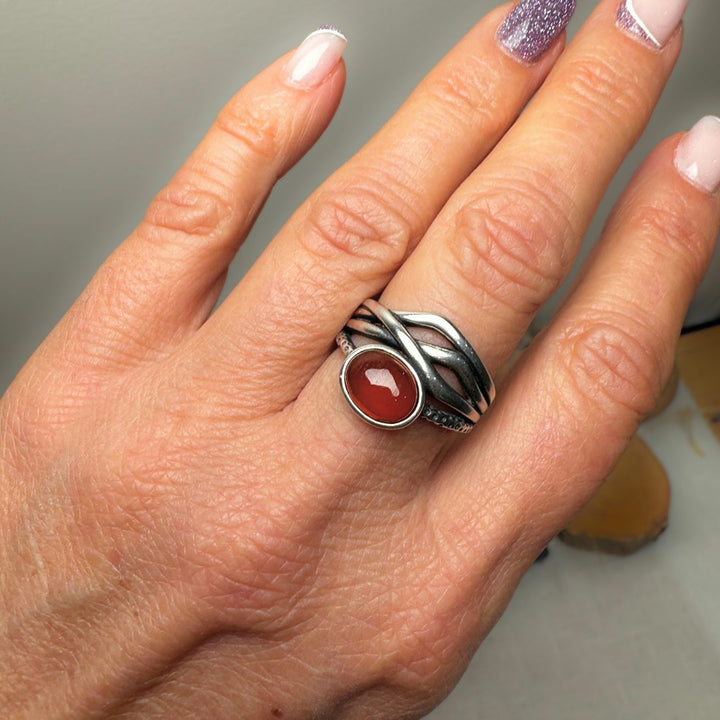 Adjustable "Prema" Ring in Garnet
