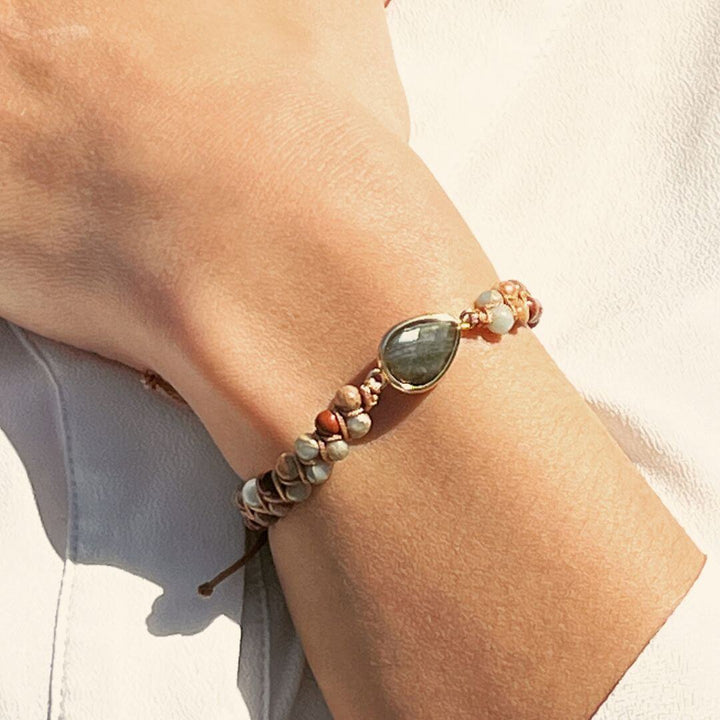 "Audacity" Braided Bracelet in Jasper & Labradorite