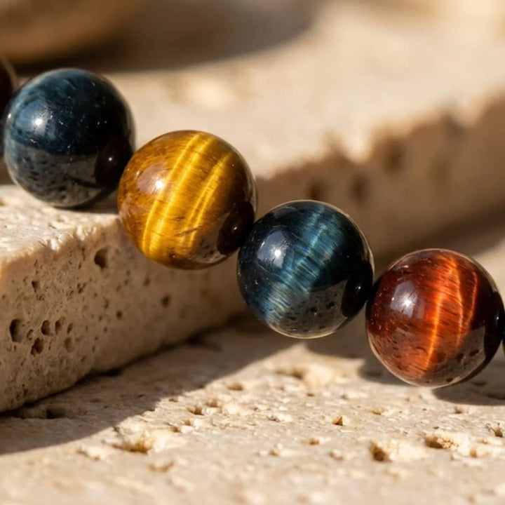 "Multiple Eye" Necklace in Tiger Eye, Hawk Eye & Bull Eye