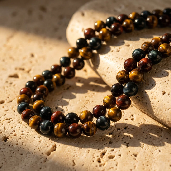 "Multiple Eye" Necklace in Tiger Eye, Hawk Eye & Bull Eye