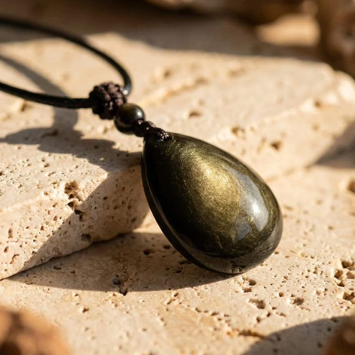 Drop Pendant "Inner Strength" in Golden Obsidian