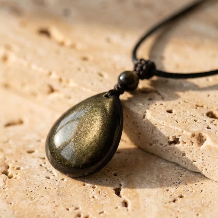 Drop Pendant "Inner Strength" in Golden Obsidian