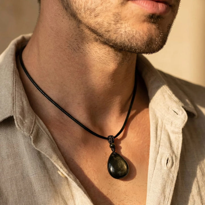 Drop Pendant "Inner Strength" in Golden Obsidian