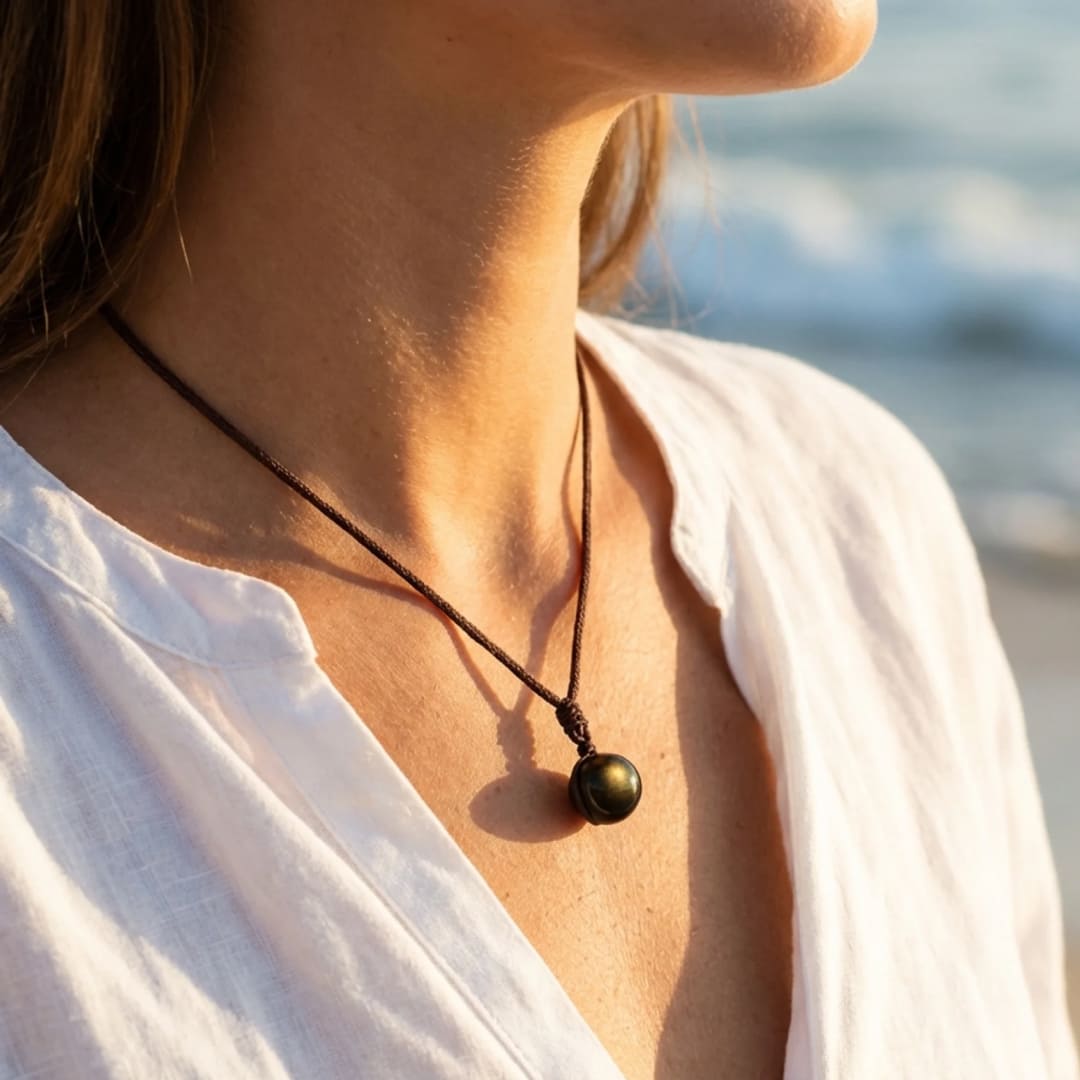"Sphere" Pendant in Golden Obsidian