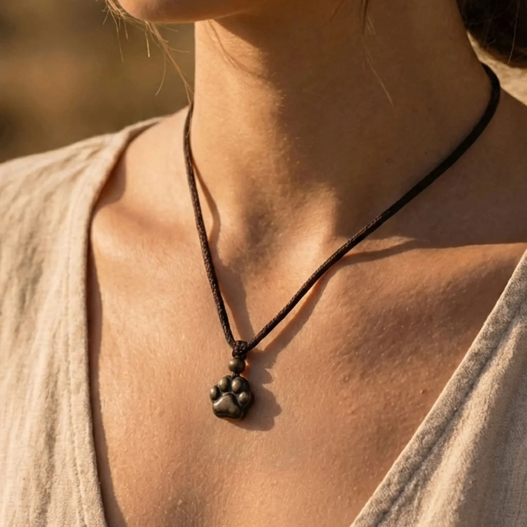 "Link Eternal" Paw Pendant in Golden Obsidian