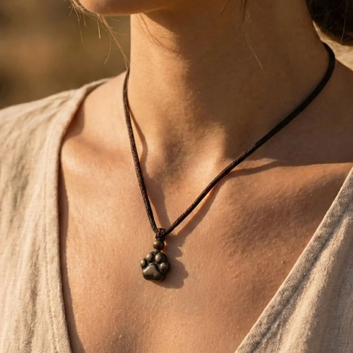 "Link Eternal" Paw Pendant in Golden Obsidian