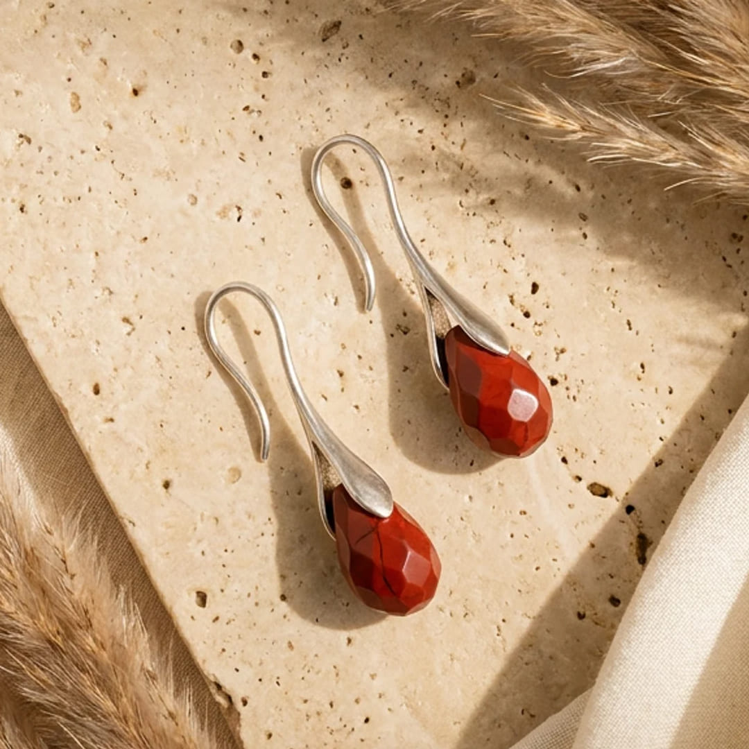 Dangling Earrings in Red Jasper