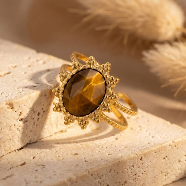 "Flower" Ring in Tiger's Eye