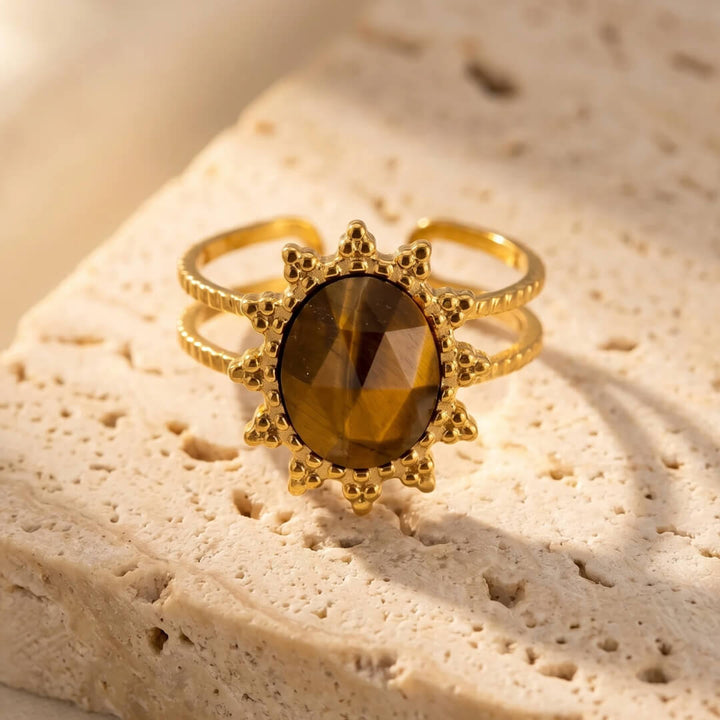 "Flower" Ring in Tiger's Eye