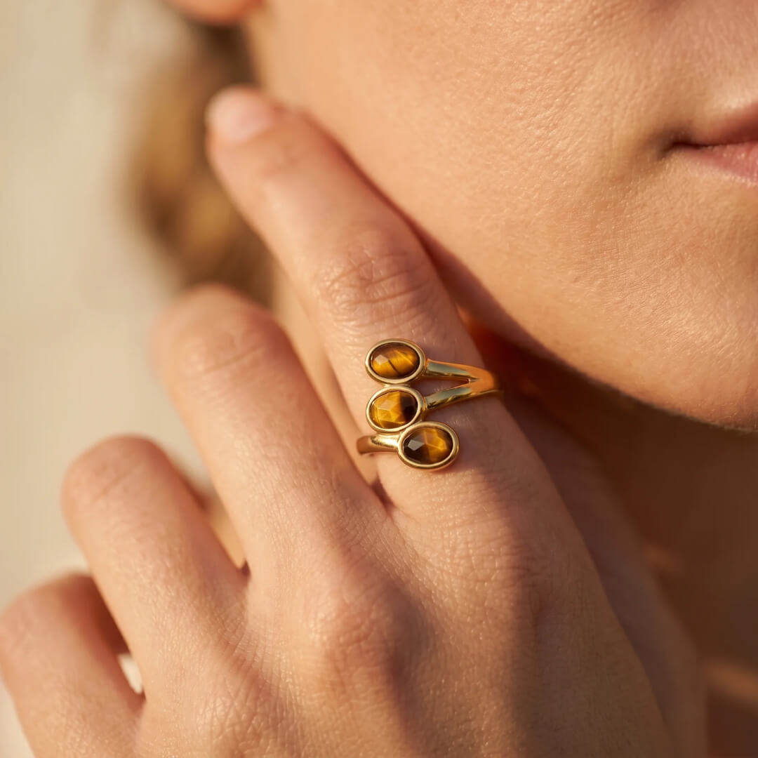 "Triple Light" Ring in Tiger's Eye