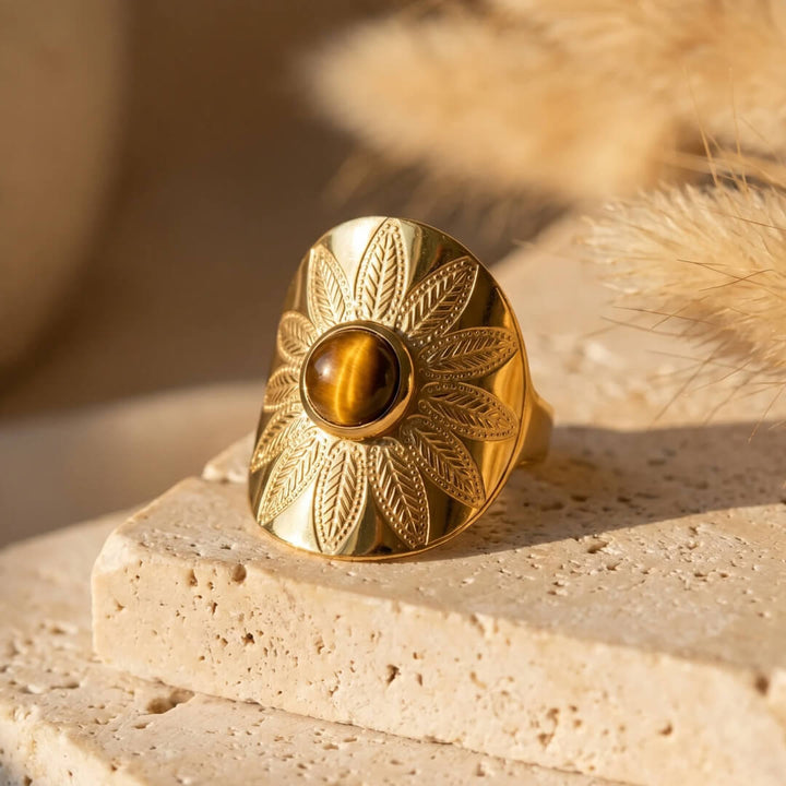 "Mandala" Ring in Tiger's Eye