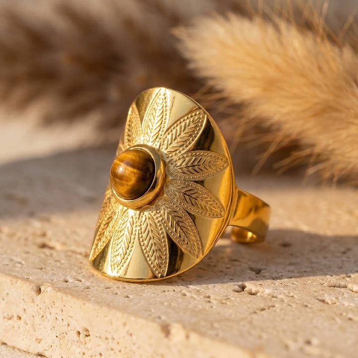 "Mandala" Ring in Tiger's Eye