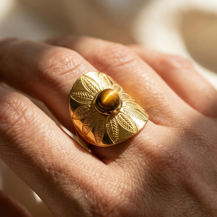 "Mandala" Ring in Tiger's Eye