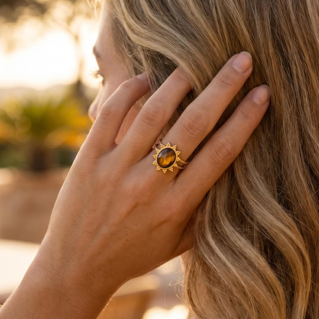 "Flower" Ring in Tiger's Eye
