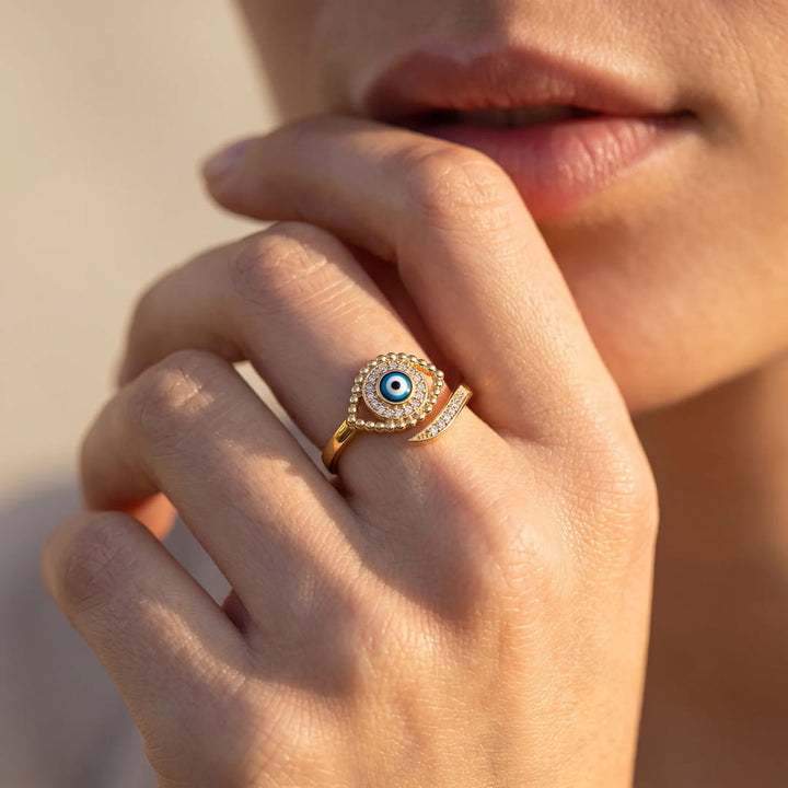 Adjustable Blue Eye Lucky Ring