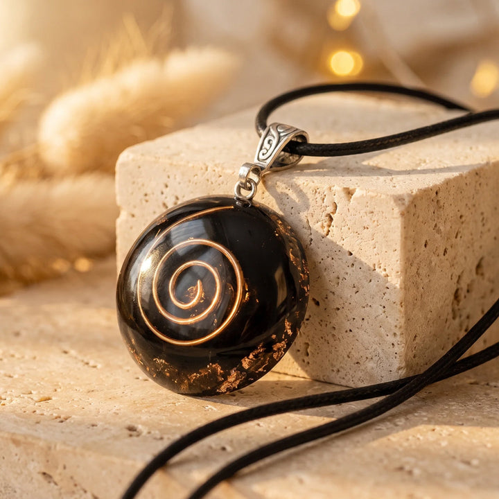 Orgonite Pendant "Symbolic Protection" in Black Obsidian