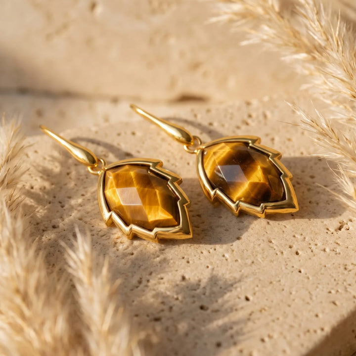 Leaf Earrings from the Tree in Natural Stone
