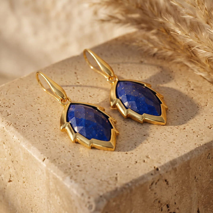 Tree Leaf Earrings in Natural Stone