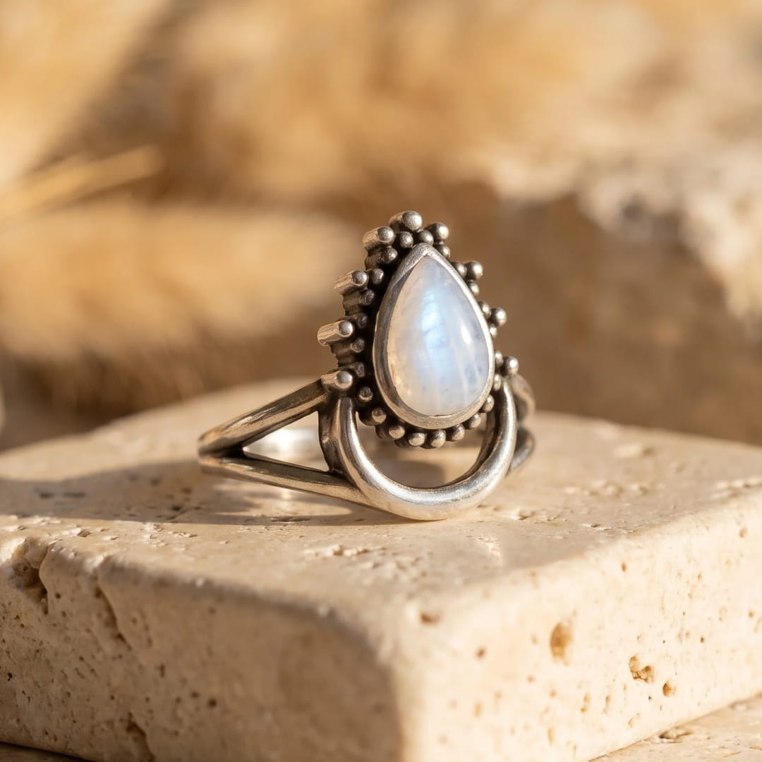 "Intuitive Moon" Ring in Moonstone