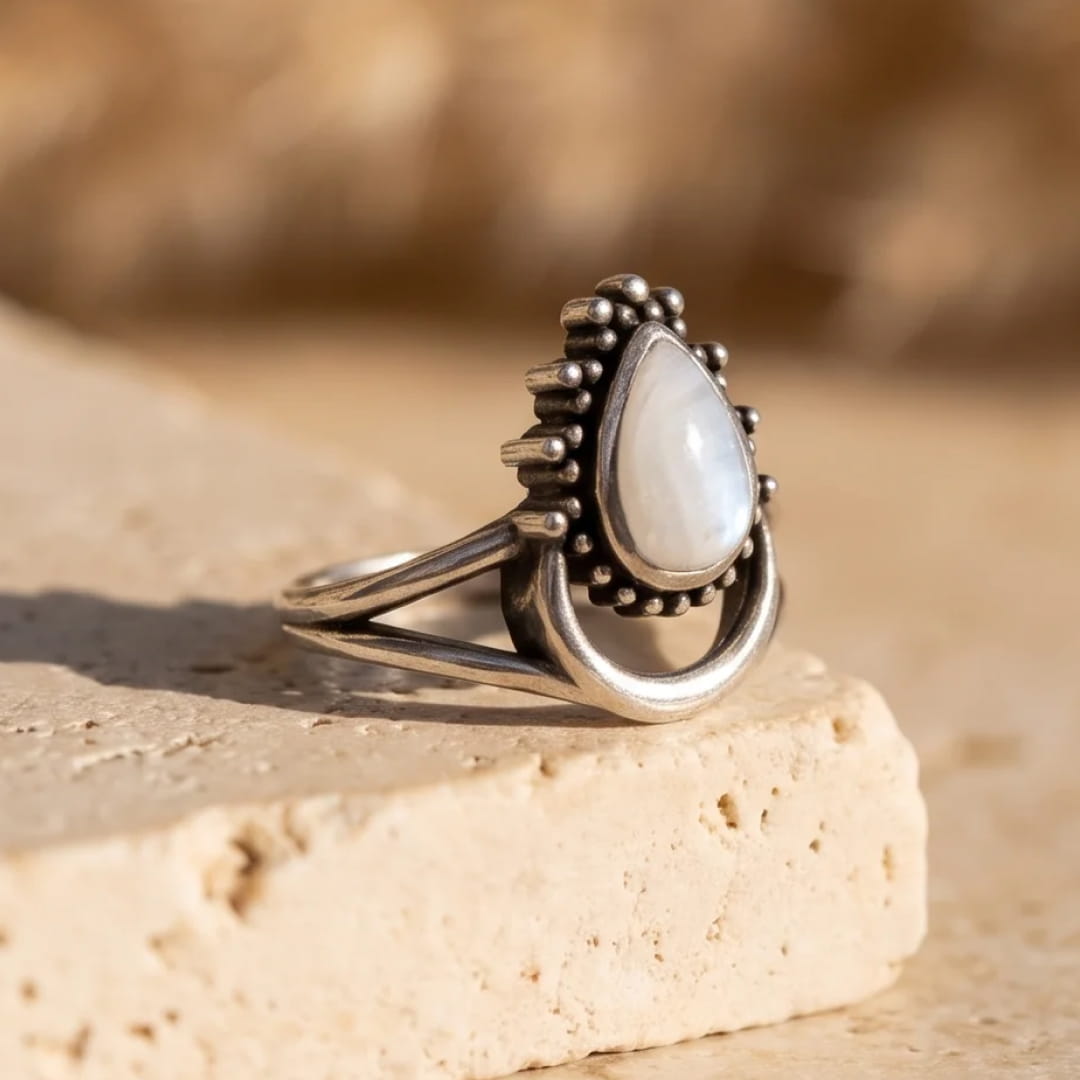 "Intuitive Moon" Ring in Moonstone