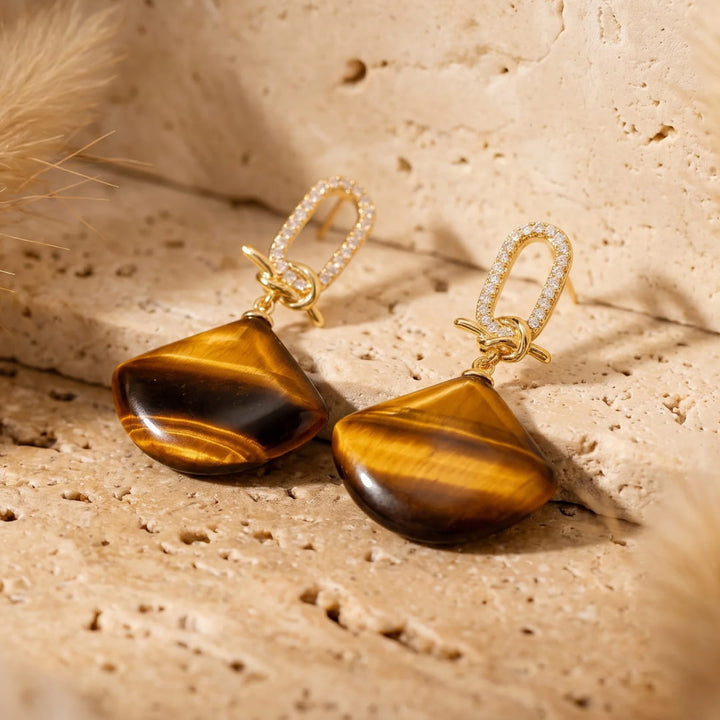 Half-Moon Earrings "Inner Balance" in Natural Stone