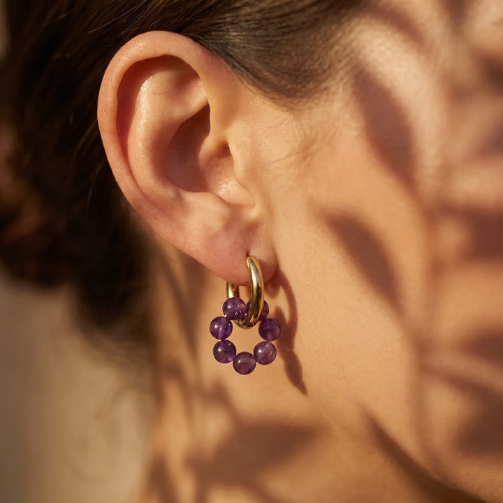 "Flower of Light" Hoop Earrings in Natural Stones