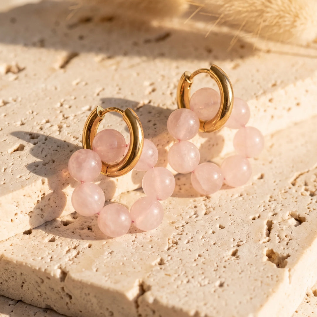 "Flower of Light" Hoop Earrings in Natural Stones