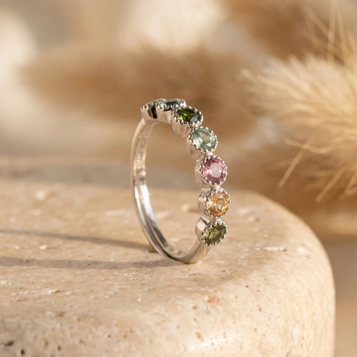 Adjustable Ring "Mangala" in Multi-Colored Tourmaline