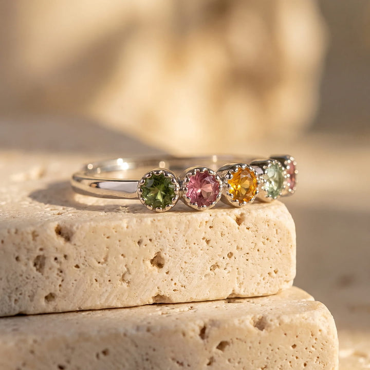 Adjustable Ring "Mangala" in Multi-Colored Tourmaline