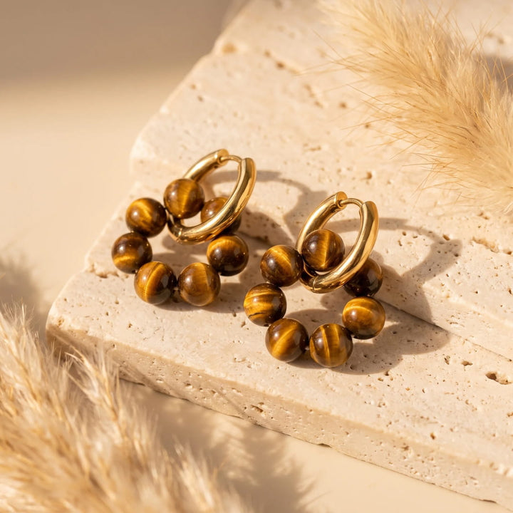 "Flower of Light" Hoop Earrings in Natural Stones