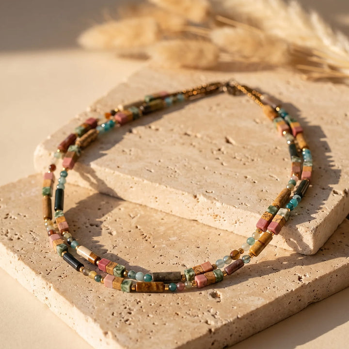 Chic Bohemian Necklace in Natural Stones