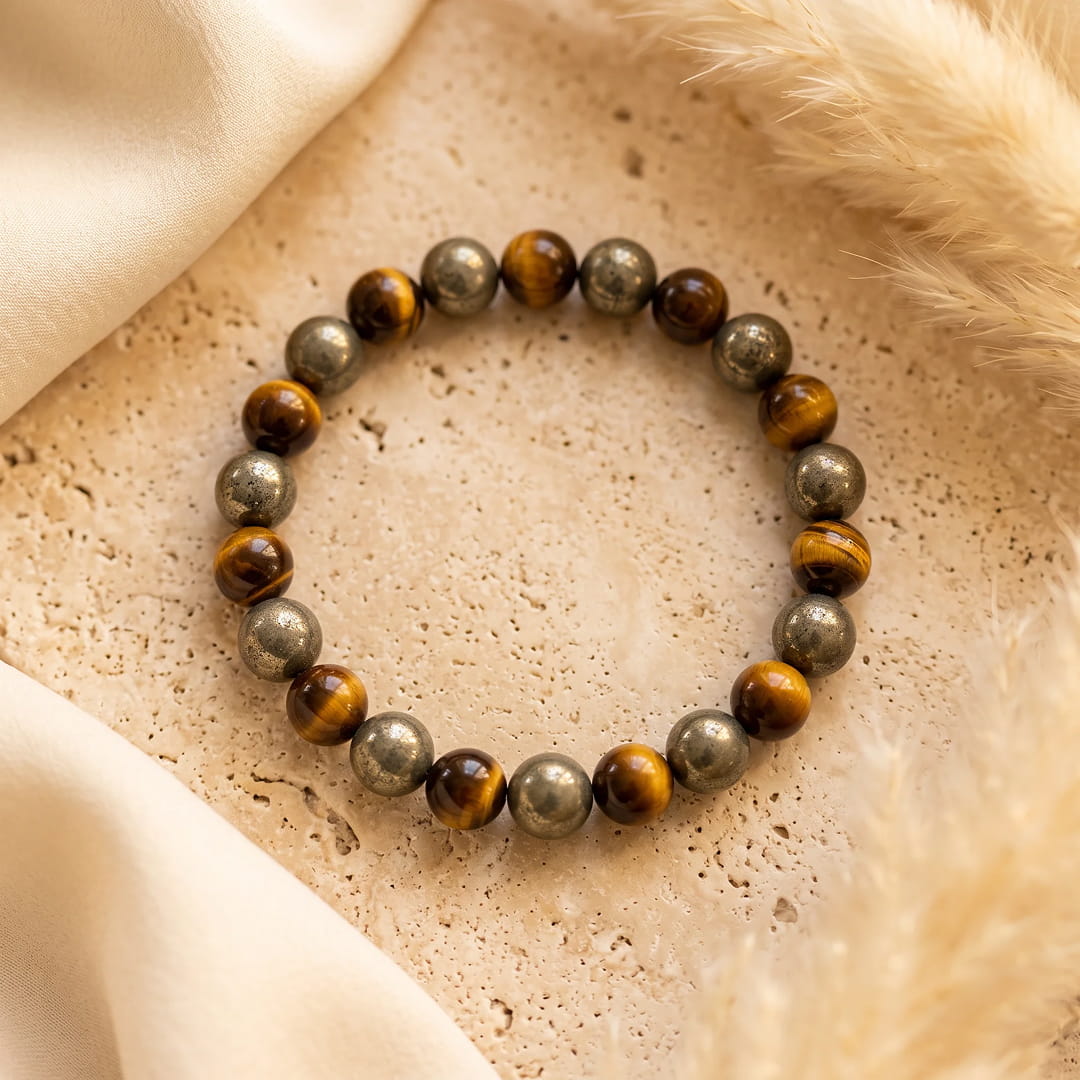 "Inner Fire" Bracelet in Pyrite & Tiger's Eye