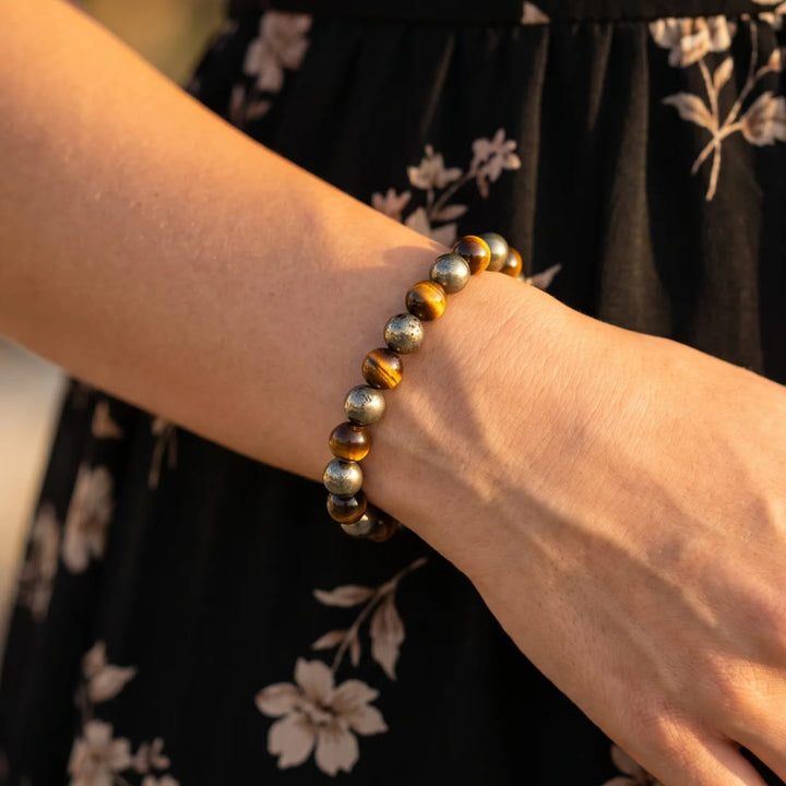 "Inner Fire" Bracelet in Pyrite & Tiger Eye