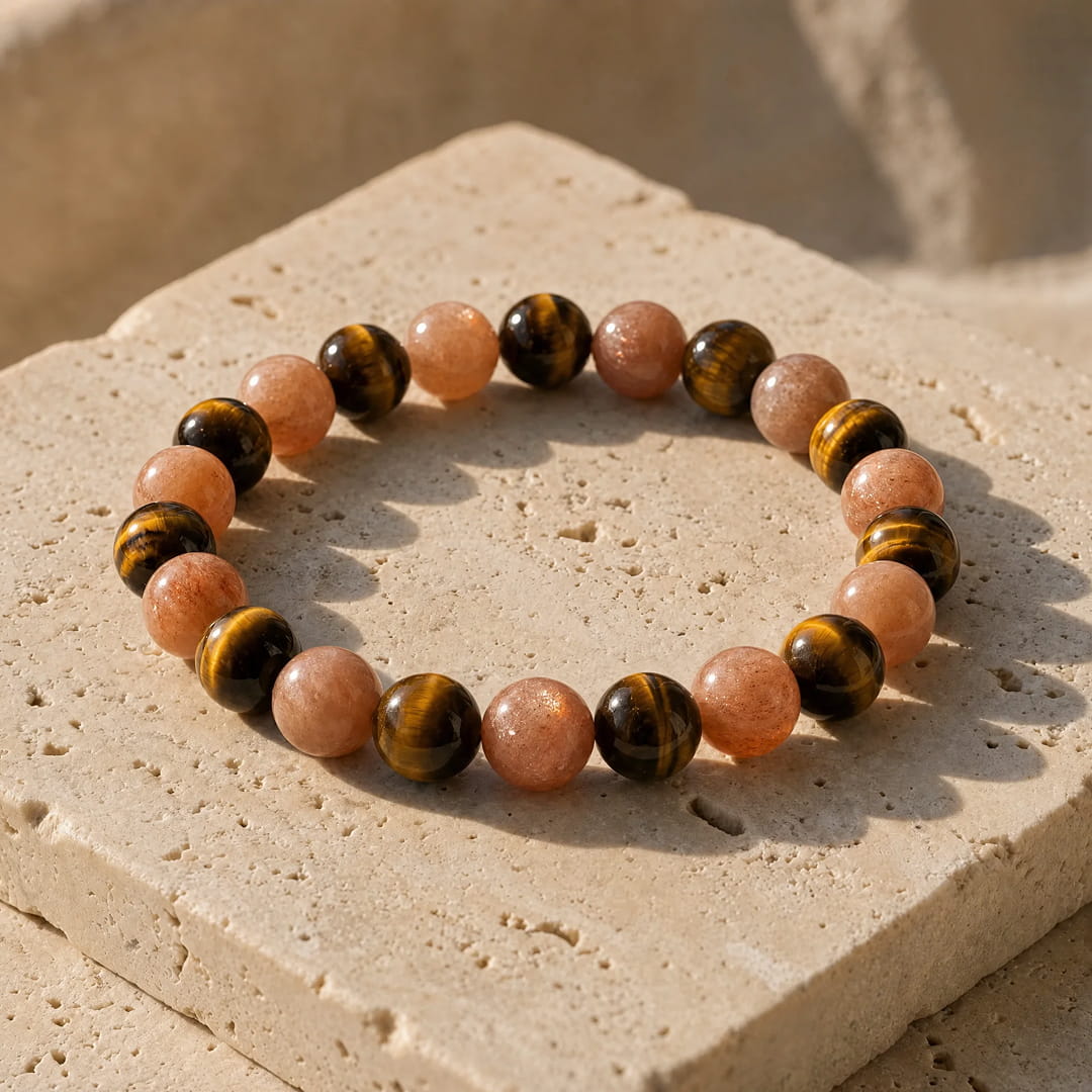 "Positive Momentum" Bracelet Tiger's Eye & Sunstone