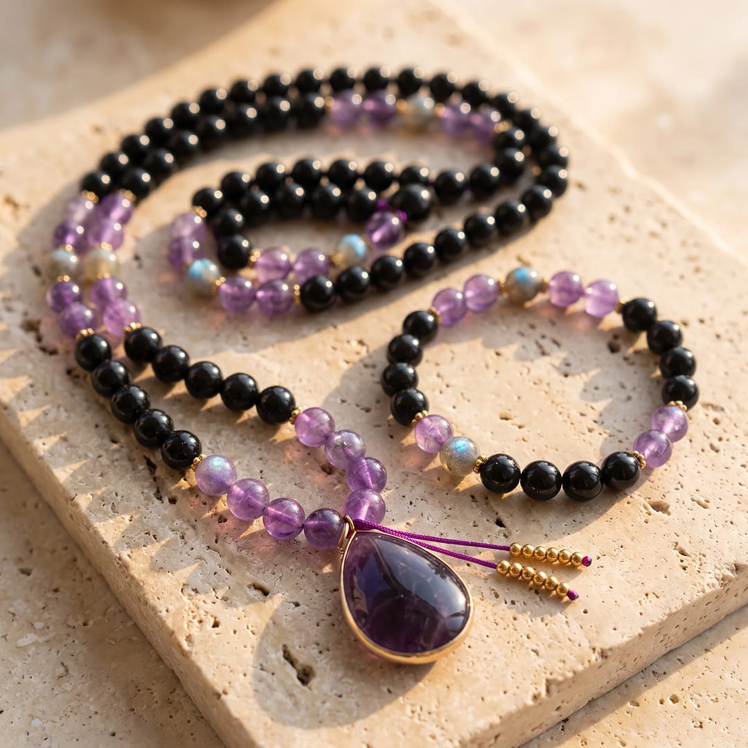 Inner Guardian Mala Necklace in Natural Stones
