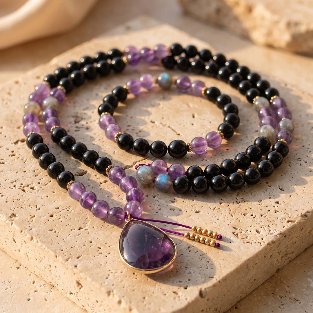 Mala Necklace "Inner Guardian" in Natural Stones