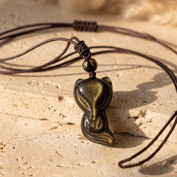 "Sage Fox" Pendant in Golden Obsidian