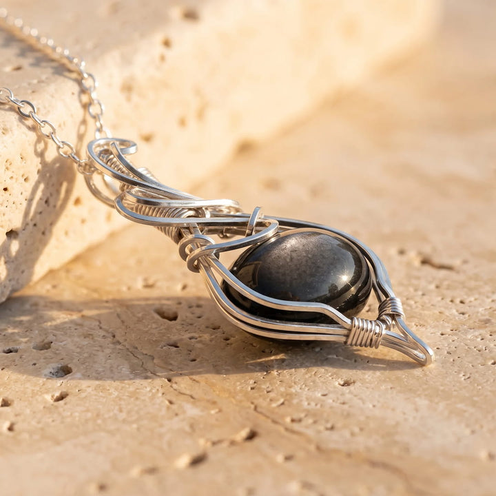"Night Serenity" Pendant in Silver Obsidian