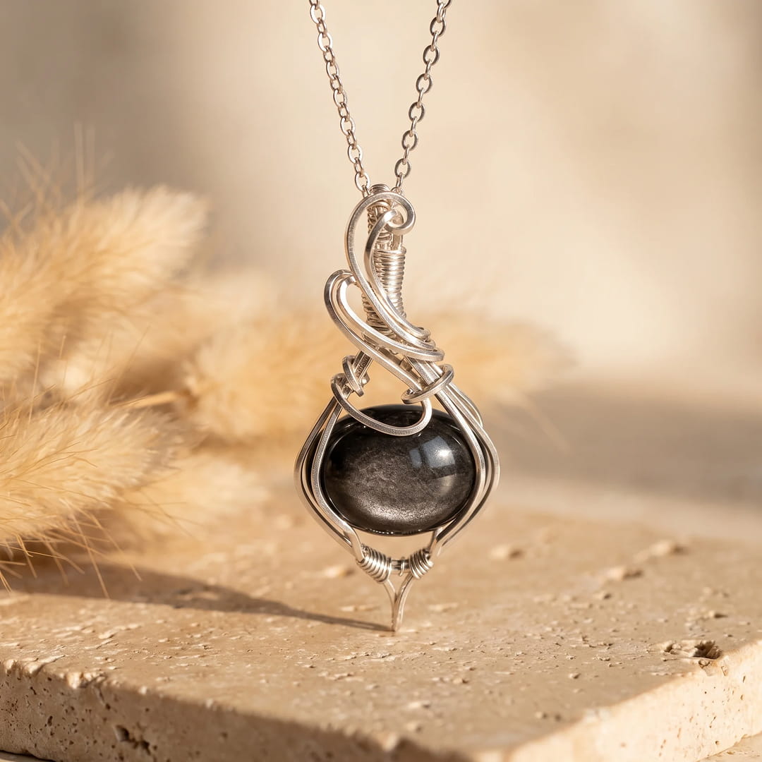 "Night Serenity" Pendant in Silver Obsidian